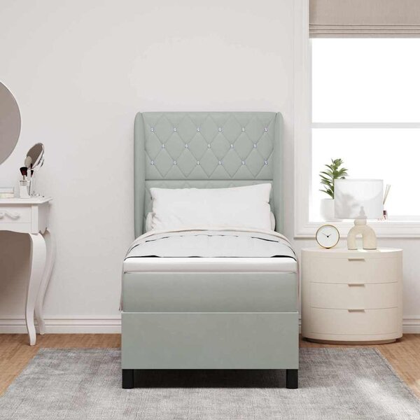 Postel s boxspringem s čelo Světle šedá 200 x 80 cm samet 3340844