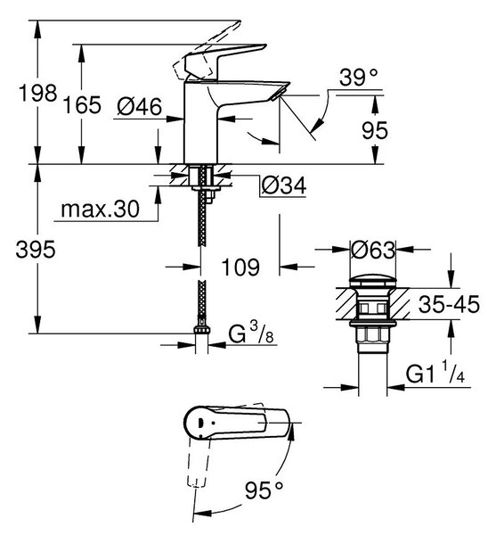 Grohe Start umyvadlová baterie stojící StarLight Chrome 23551002