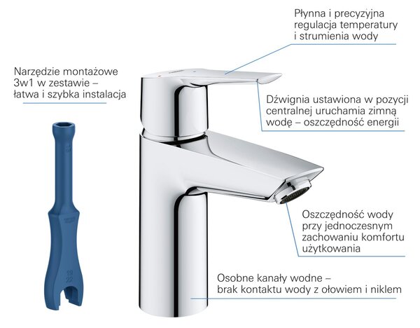 Grohe Start umyvadlová baterie stojící StarLight Chrome 23551002
