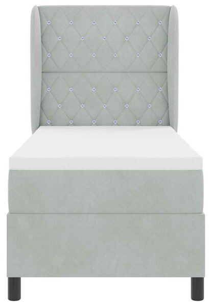 Postel s boxspringem s čelo Světle šedá 200 x 80 cm samet 3340844