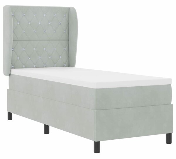 Postel s boxspringem s čelo Světle šedá 200 x 80 cm samet 3340844