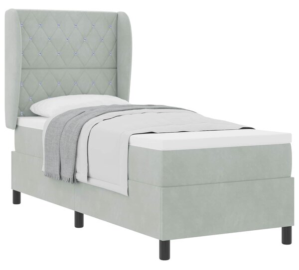Postel s boxspringem s čelo Světle šedá 200 x 80 cm samet 3340844