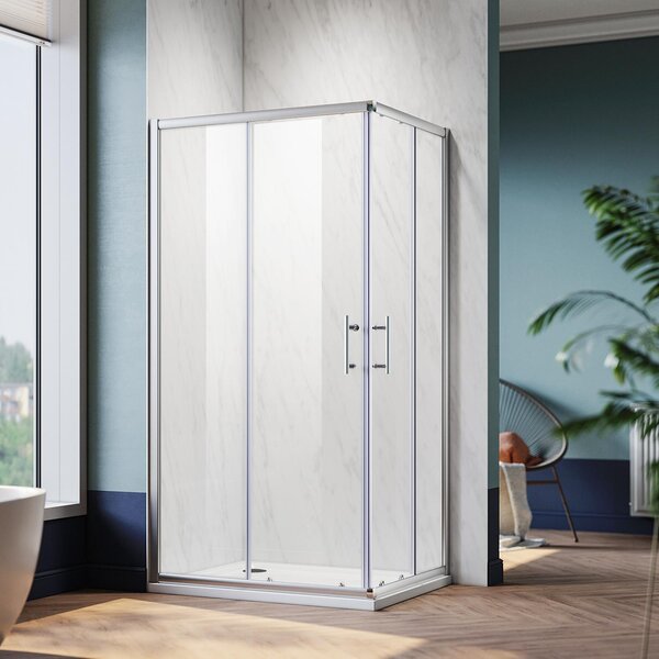 SONNI rohový sprchový kout ŠxHxV: 70x90x185 cm rohový vstup dvojité posuvné dveře sprchový kout tvrzené bezpečnostní sklo funkce rychlého uvolnění ochrana proti stříkající vodě