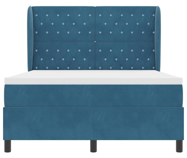Postel s boxspringem s čelo Tmavě modrá 200 x 140 cm samet 3340878