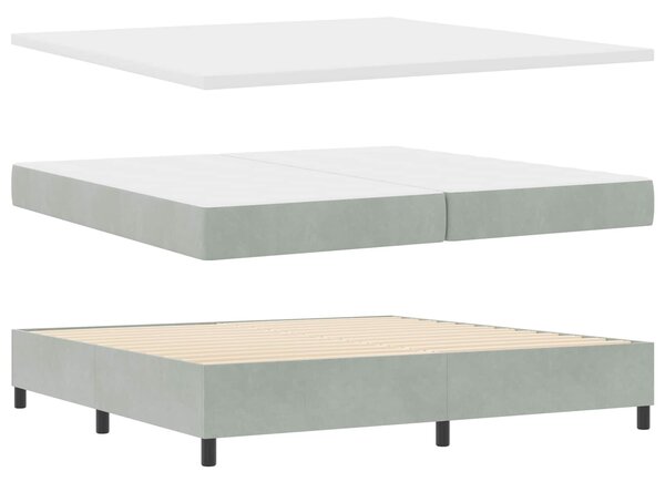 Postel s boxspringem s čelo Světle šedá 200 x 200 cm samet 3340946