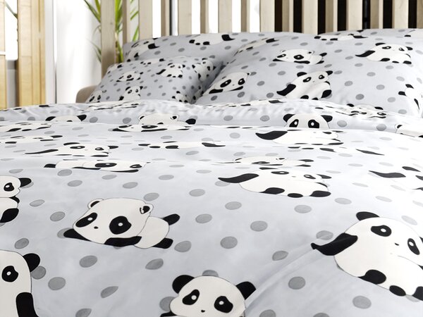 Povlečení z mikrovlákna PANDA šedé Rozměr povlečení: 70 x 80 cm | 140 x 200 cm