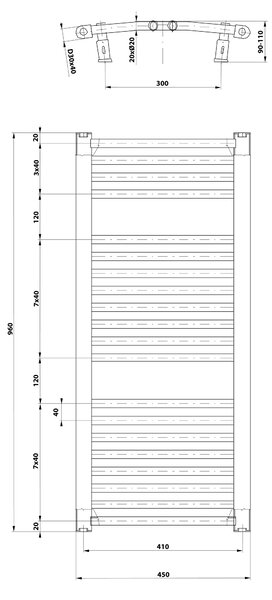 Aqualine Sapho, ORBIT otopné těleso s bočním připojením 450x960 mm, 447 W, bílá