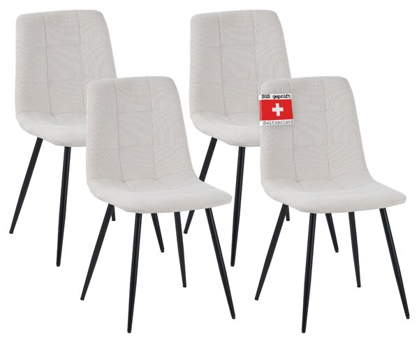 Jídelní židle Albatros sada 4 ks BORA Beige - Pohodlná čalouněná židle pro moderní a stylový design u jídelního stolu - Kuchyňská židle nebo židle do jídelny s vysokou nosností až 110 kg