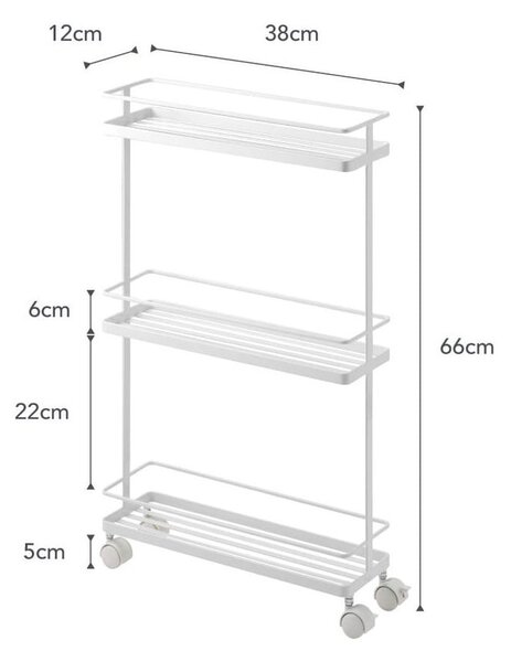 Bílý kovový pojízdný regál 38x66 cm Tower – YAMAZAKI