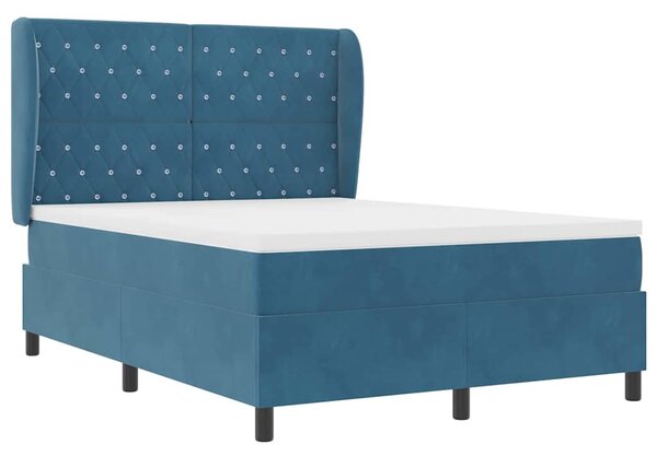 Postel s boxspringem s čelo Tmavě modrá 200 x 140 cm samet 3340878