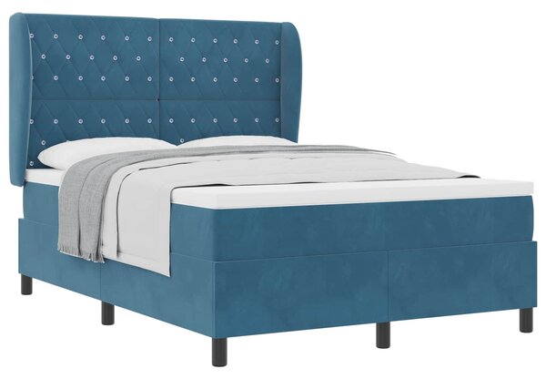 Postel s boxspringem s čelo Tmavě modrá 200 x 140 cm samet 3340878