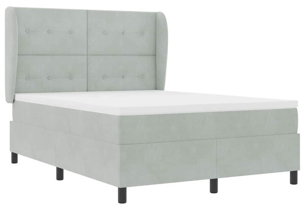 Postel s boxspringem s čelo Světle šedá 200 x 160 cm samet 3340934