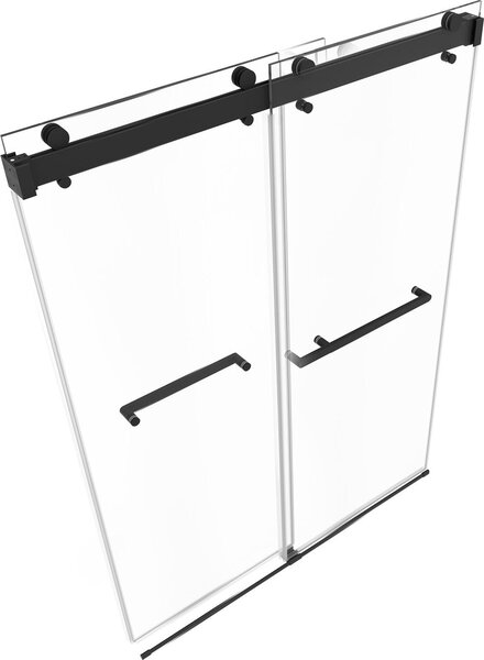 SucceBuy Bezrámové sprchové dveře (1219x1930 mm, šxv), posuvné dveře z 10 mm silného čirého bezpečnostního skla s nanovrstvou, posuvné sprchové dveře včetně kolejnice, těsnicí lišty a montážní sady