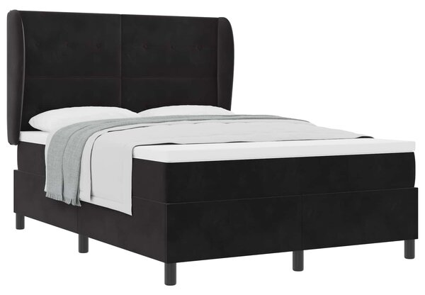 Postel s boxspringem s čelo Černý 200 x 140 cm samet 3340930