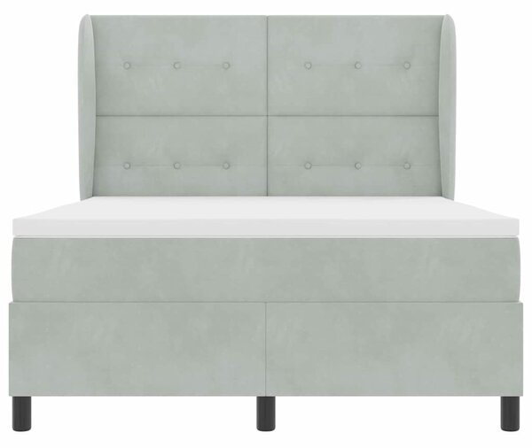 Postel s boxspringem s čelo Světle šedá 200 x 160 cm samet 3340934