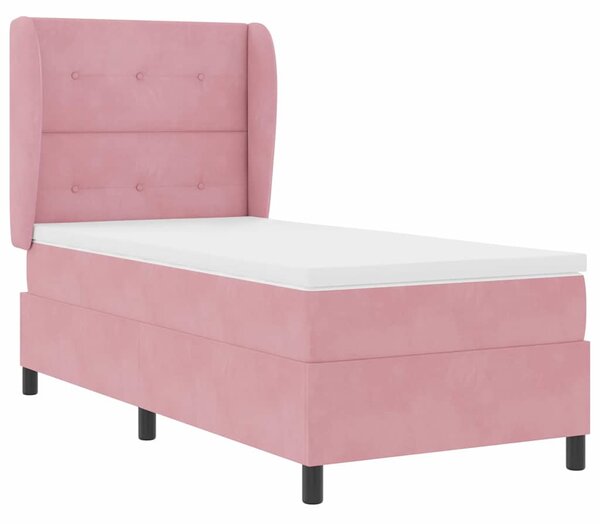Postel s boxspringem s čelo Růžová 200 x 80 cm samet 3340903
