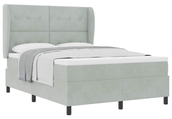 Postel s boxspringem s čelo Světle šedá 200 x 160 cm samet 3340934