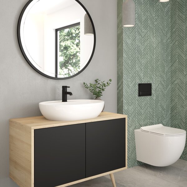 Oltens Torne splachovací tlačítko pro WC černá matná/chromová/černá matná 57101300