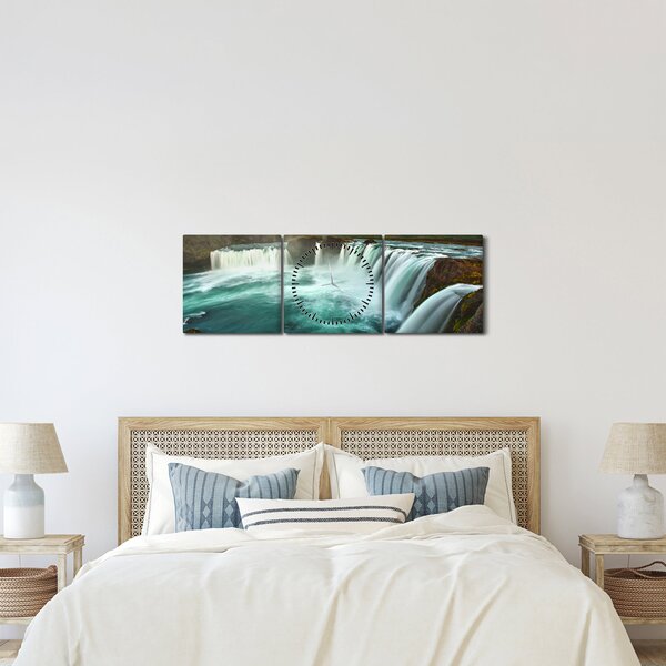Obraz - Vodopády (s hodinami) (90x30 cm)
