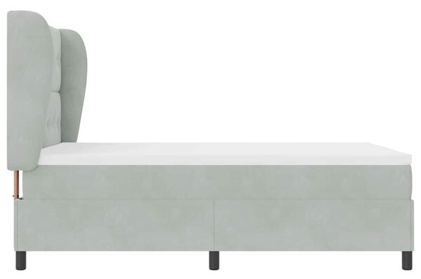 Postel s boxspringem s čelo Světle šedá 200 x 160 cm samet 3340934