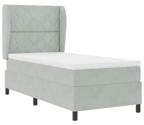 Postel s boxspringem s čelo Světle šedá 190 x 90 cm samet 3340958