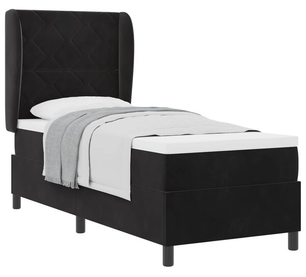 Postel s boxspringem s čelo Černý 200 x 80 cm samet 3340954