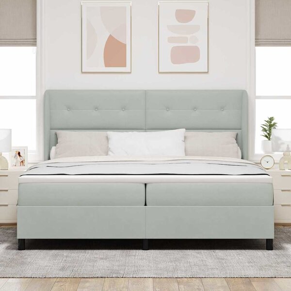 Postel s boxspringem s čelo Světle šedá 200 x 200 cm samet 3340946
