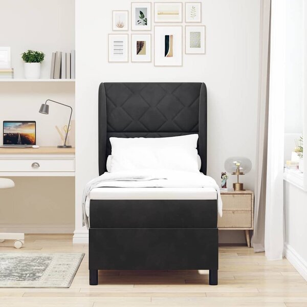Postel s boxspringem s čelo Černý 200 x 80 cm samet 3340954