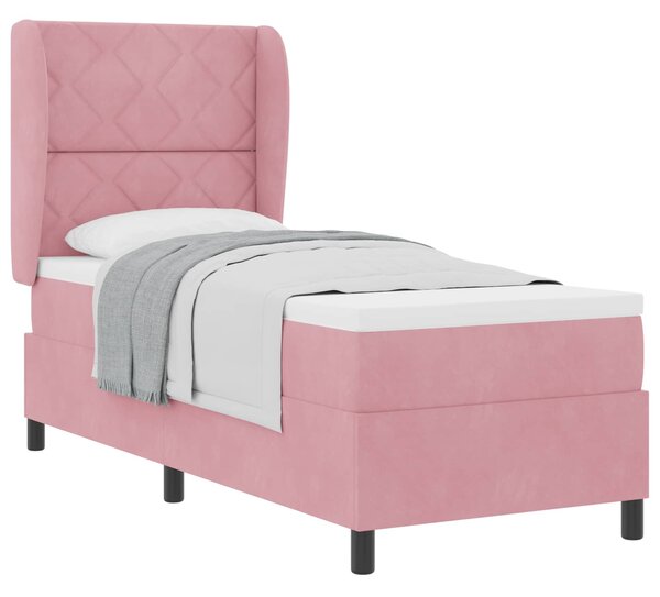 Postel s boxspringem s čelo Růžová 200 x 80 cm samet 3340957