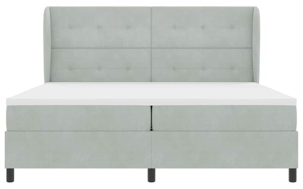 Postel s boxspringem s čelo Světle šedá 200 x 200 cm samet 3340946