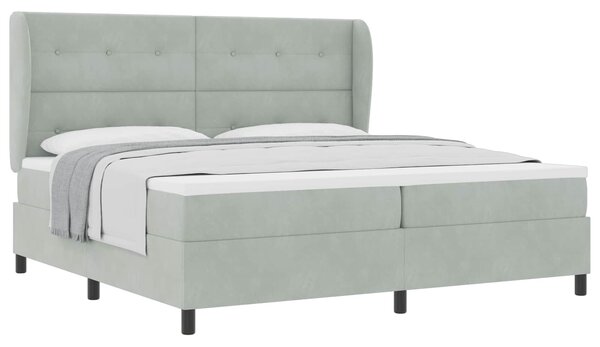 Postel s boxspringem s čelo Světle šedá 200 x 200 cm samet 3340946