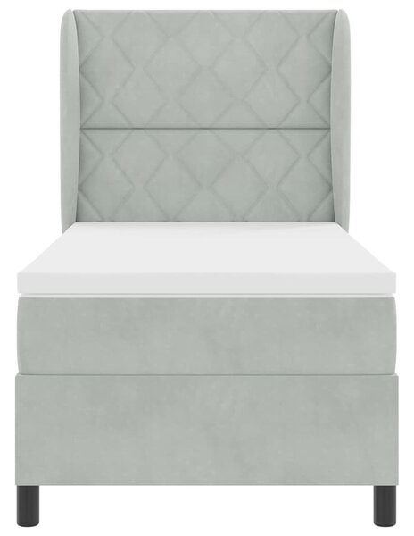 Postel s boxspringem s čelo Světle šedá 190 x 90 cm samet 3340958