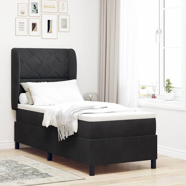 Postel s boxspringem s čelo Černý 200 x 80 cm samet 3340954