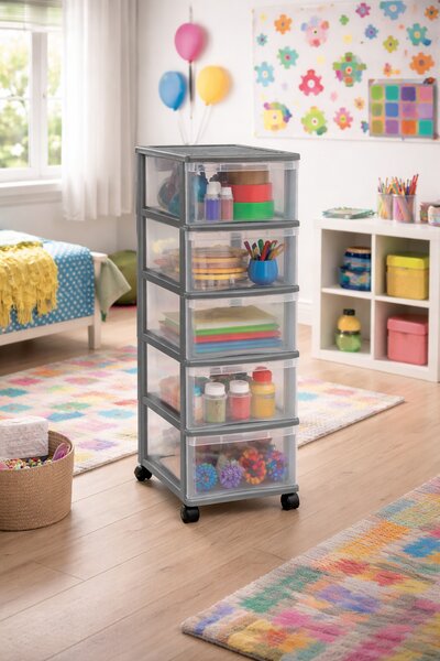 SUNDIS Úložný box se 5 zásuvkami, antracit, OFFICEMIX - MAXI