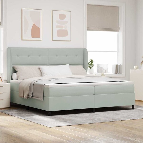 Postel s boxspringem s čelo Světle šedá 200 x 200 cm samet 3340946