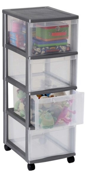 SUNDIS Úložný box se 4 zásuvkami, antracit, OFFICEMIX - MAXI