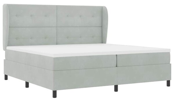 Postel s boxspringem s čelo Světle šedá 200 x 200 cm samet 3340946