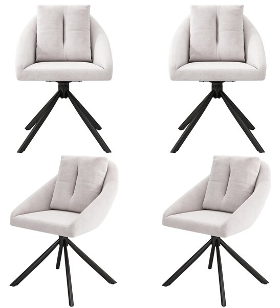SWeiko jídelní židle sametová židle čalouněná židle otočná židle, prodyšná sametová tkanina, ergonomický design, 4 ks, béžová barva