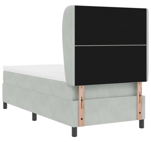 Postel s boxspringem s čelo Světle šedá 200 x 90 cm samet 3340964