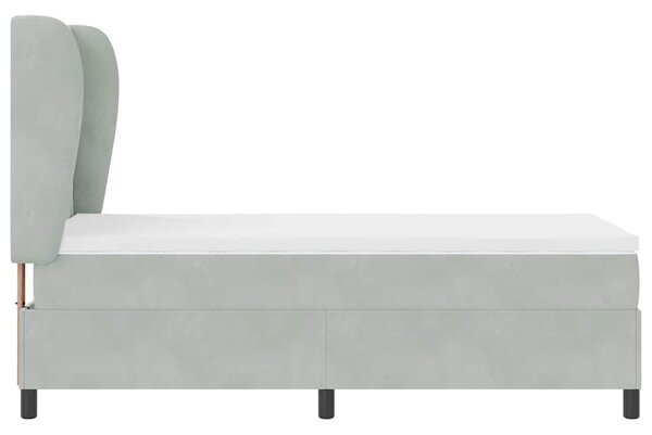 Postel s boxspringem s čelo Světle šedá 200 x 90 cm samet 3340964