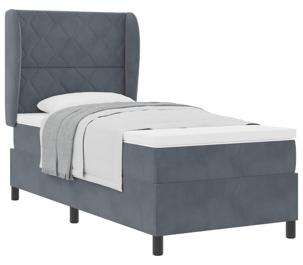 Postel s boxspringem s čelo Tmavě šedá 200 x 90 cm samet 3340965