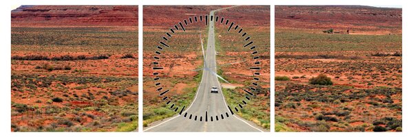 Obraz - U.S. Route 163 (s hodinami) (90x30 cm)