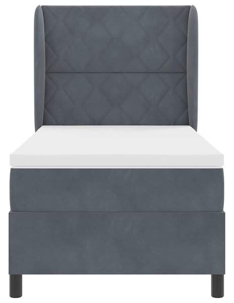 Postel s boxspringem s čelo Tmavě šedá 200 x 90 cm samet 3340965