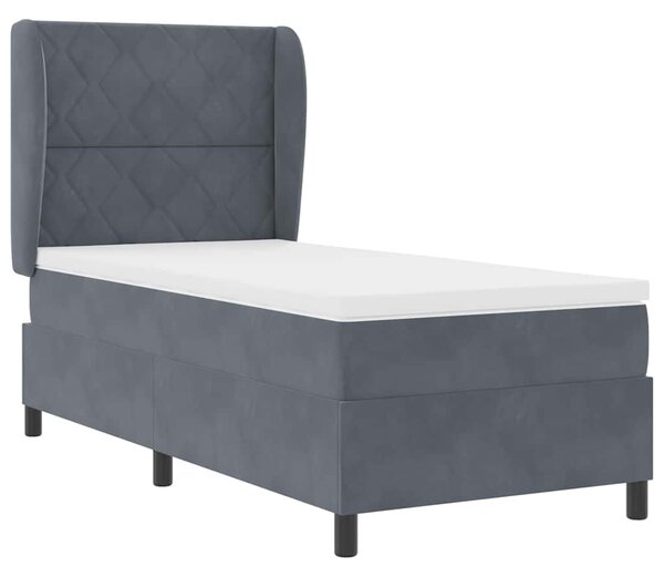 Postel s boxspringem s čelo Tmavě šedá 200 x 90 cm samet 3340965