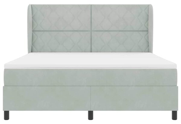 Postel s boxspringem s čelo Světle šedá 200 x 180 cm samet 3340994