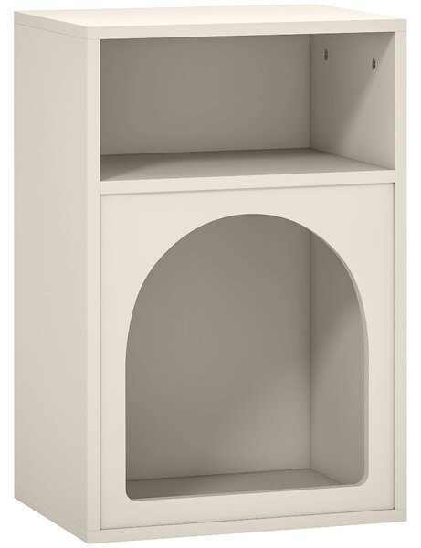HOMCOM Moderní Noční Stolek Úzký s 2 Otevřenými Přihrádkami a Klenutým Designem pro Obývací Pokoj a Ložnici 40x30x60 cm Krémový | Aosom