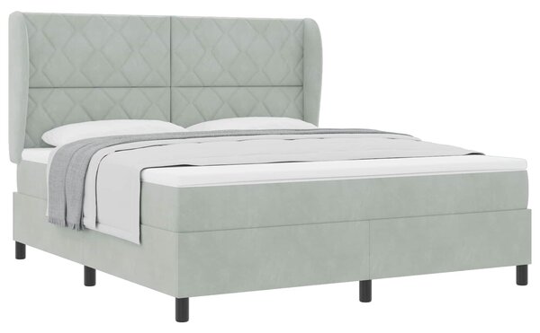 Postel s boxspringem s čelo Světle šedá 200 x 180 cm samet 3340994