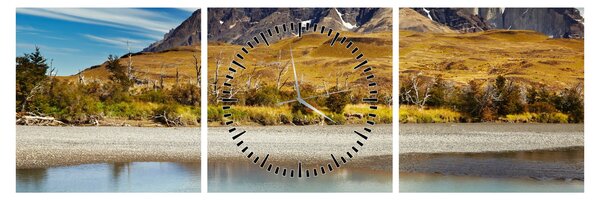 Obraz - Národní park Torres del Paine (s hodinami) (90x30 cm)
