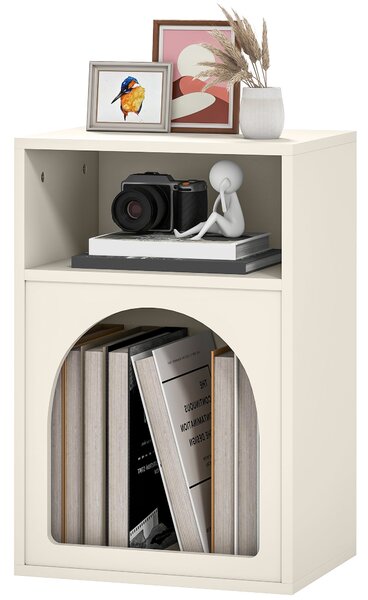 HOMCOM Moderní Noční Stolek Úzký s 2 Otevřenými Přihrádkami a Klenutým Designem pro Obývací Pokoj a Ložnici 40x30x60 cm Krémový | Aosom