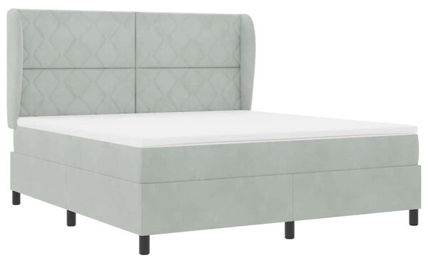 Postel s boxspringem s čelo Světle šedá 200 x 180 cm samet 3340994
